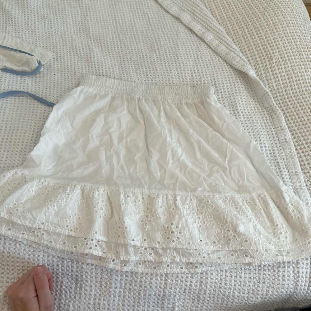 White eyelet ruffle skirt